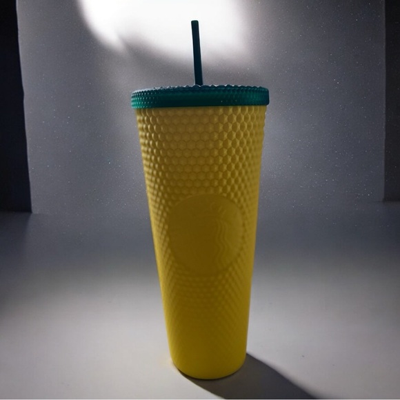 Starbucks Pineapple Yellow and green 24oz Textured Tumbler with Straw - Picture 1 of 5